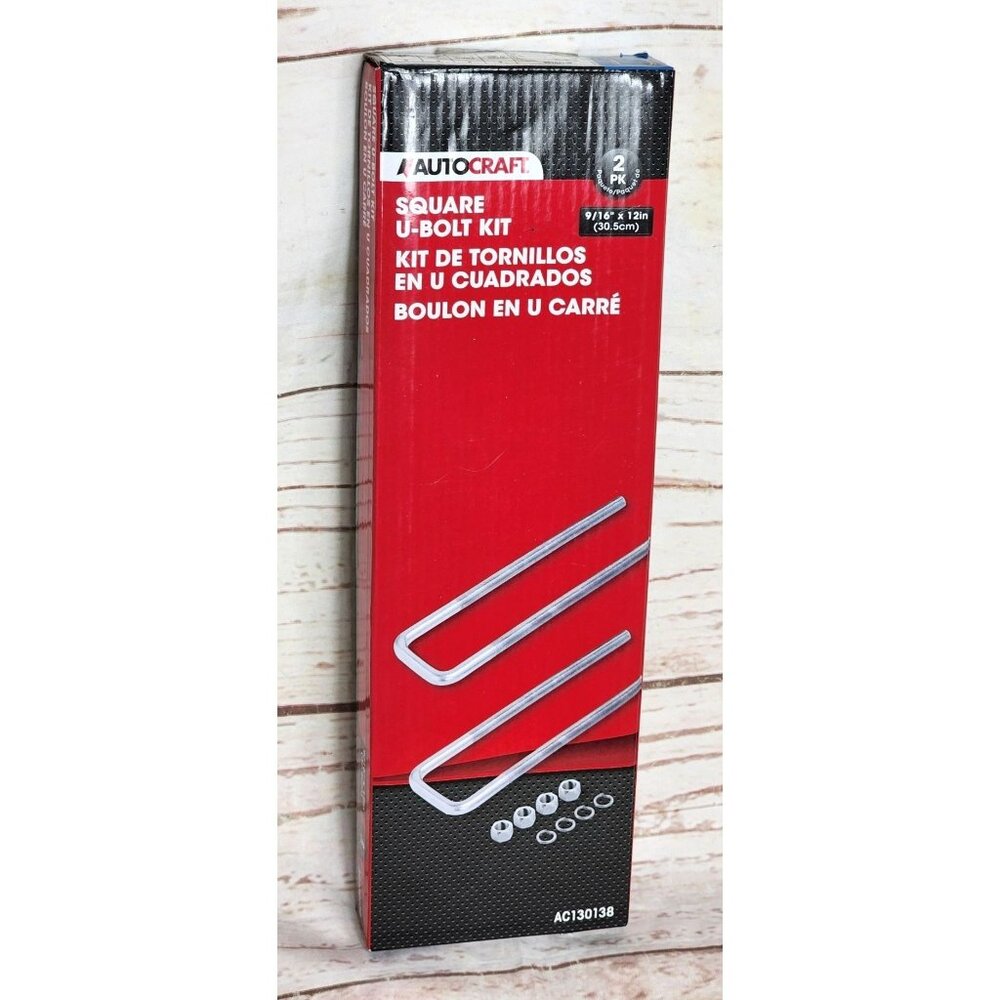 Autocraft Square U-Bolt Kit 9/16”x12” (30.5cm) – Heavy-Duty 2-Pack AC130138